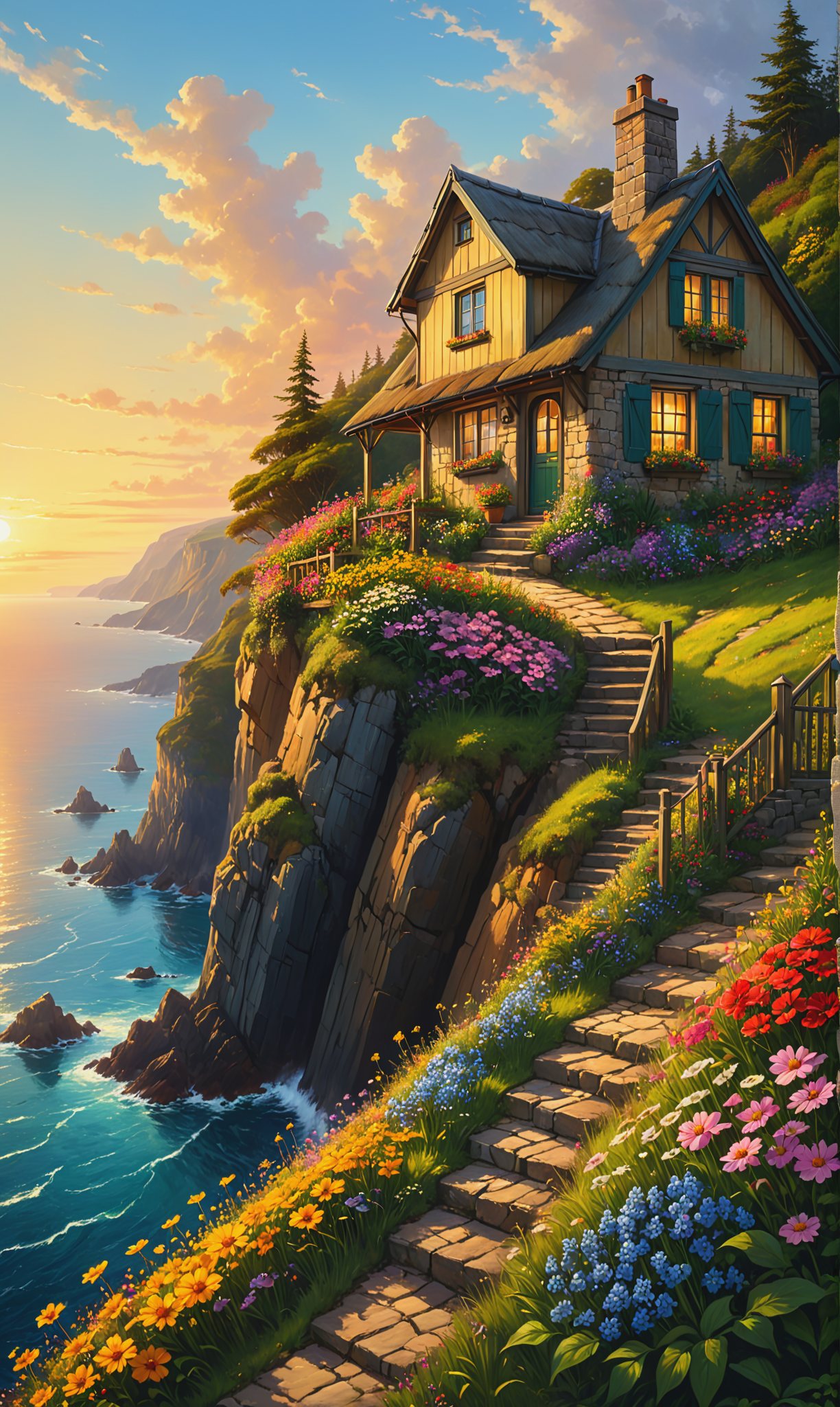 02174-3690300398-A breathtaking digital painting depicting a small countryside cottage perched on the edge of a towering cliff overlooking a vast.png